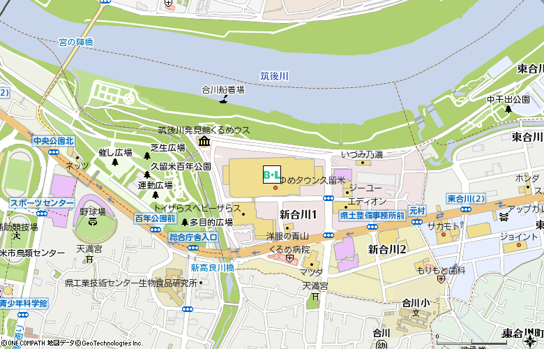 アイシティゆめタウン久留米付近の地図